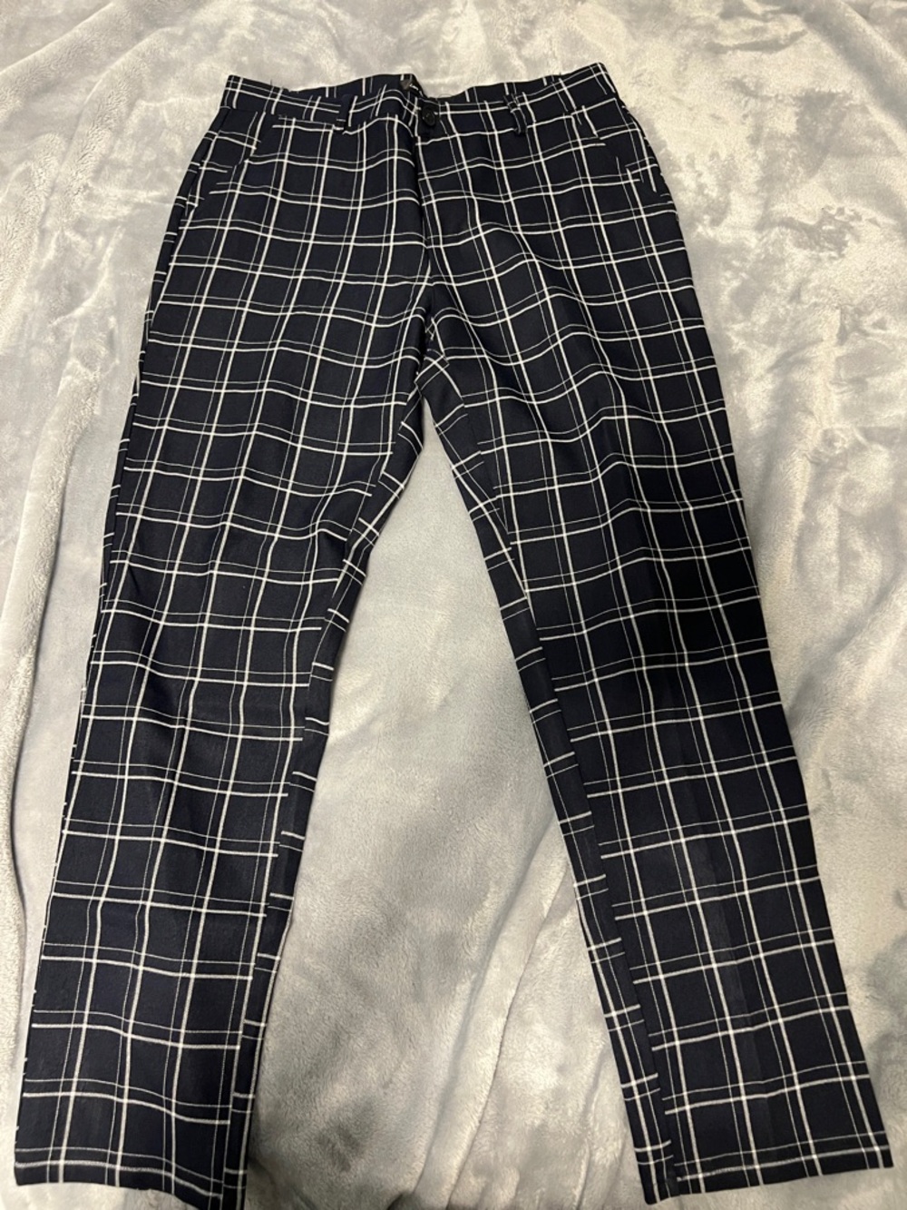 Men's Black Windowpane Chinos - Brand Unspecified
